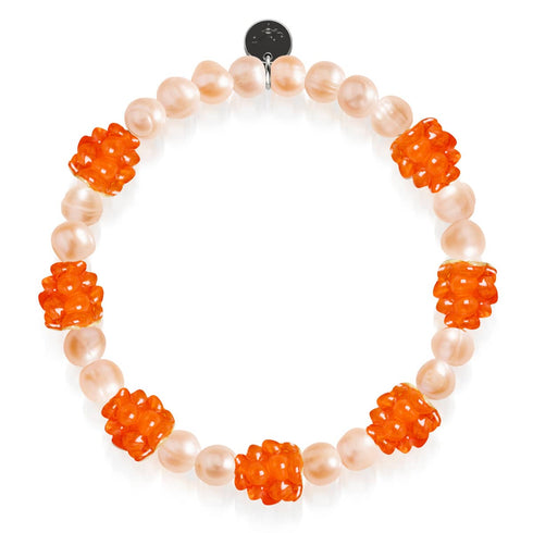 Orange x Champagner-Perle | 925er Sterlingsilber | Beerenarmband