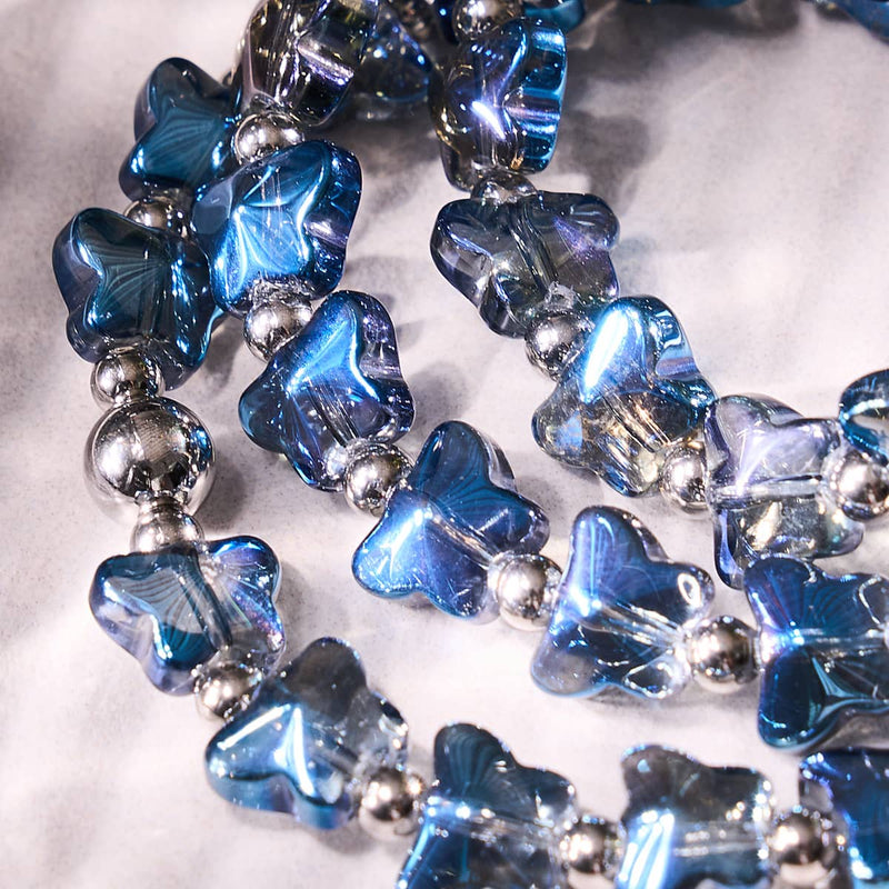 Ägäis | Silber | Mystisches blaues Schmetterlingsarmband