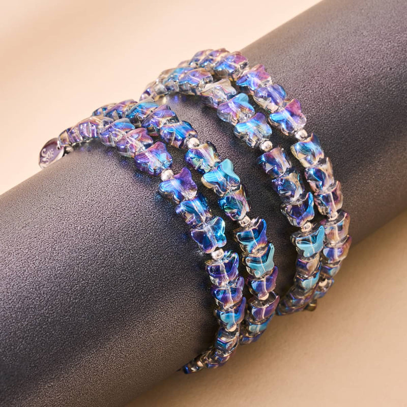 Ägäisches Meer | 925er Sterlingsilber | Mystisch blauer Schmetterlingswickel