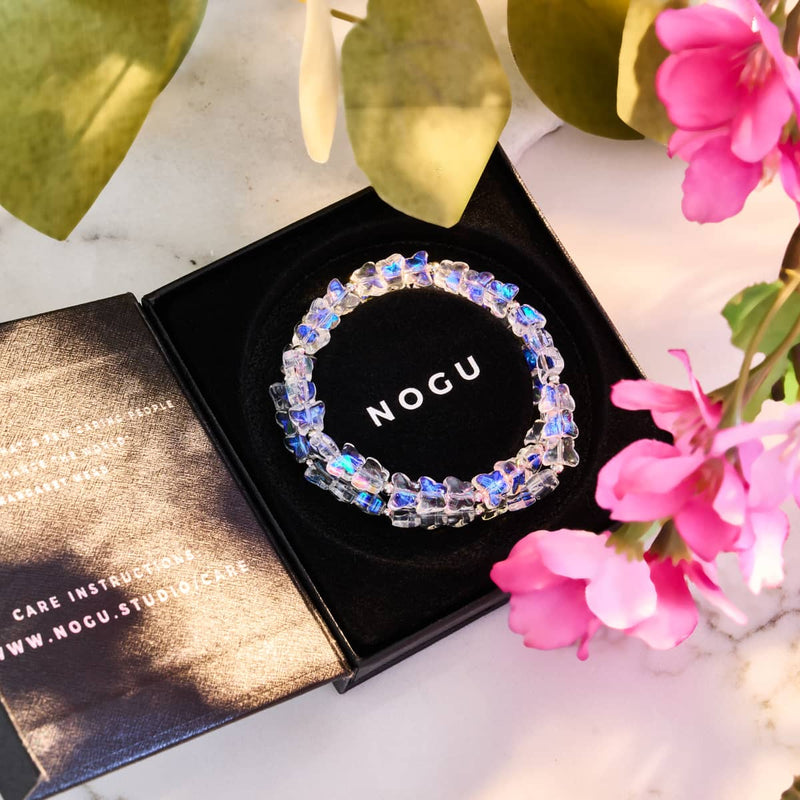 Morgentau | 925er Sterlingsilber | Regenbogenweißer Schmetterlingswickel