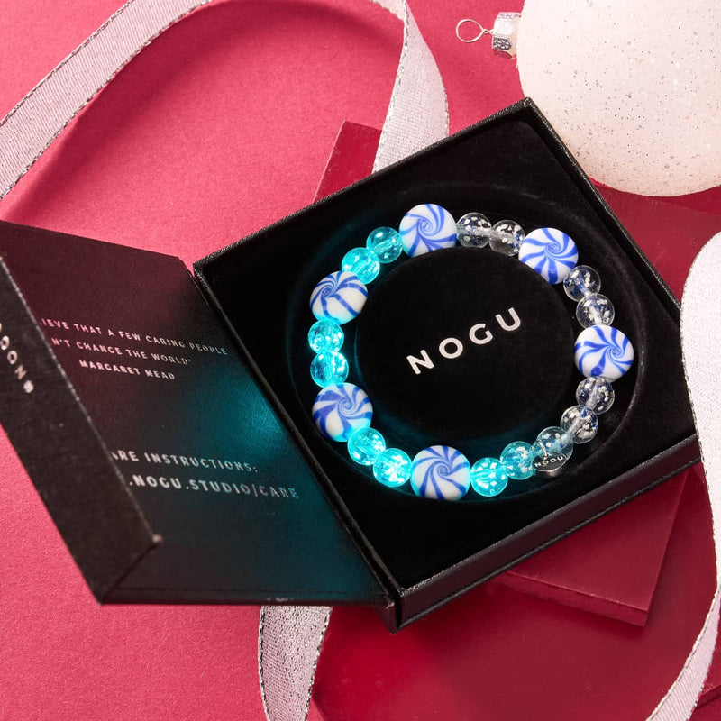 Blaues Gummibärchen | Silber | Armband aus Lapislazuli-Flammen-Glühwürmchenglas