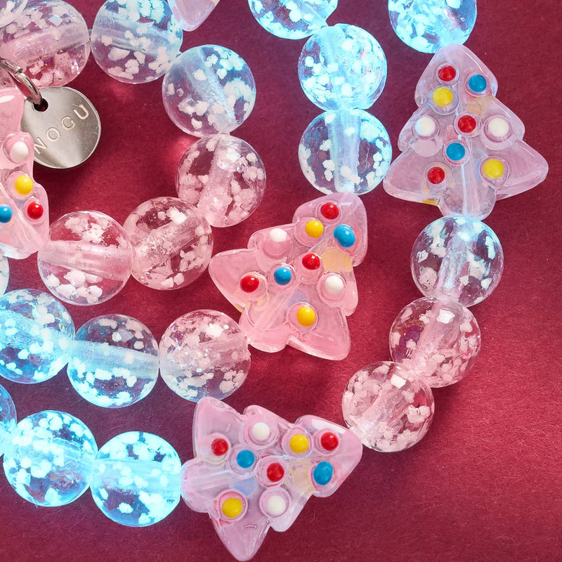 Rosa Evergreen | Silber | Glühwürmchen-Glasarmband