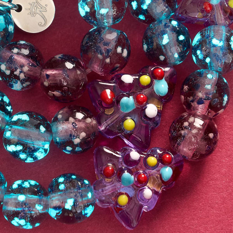 Lila Evergreen | Silber | Glühwürmchen-Glasarmband