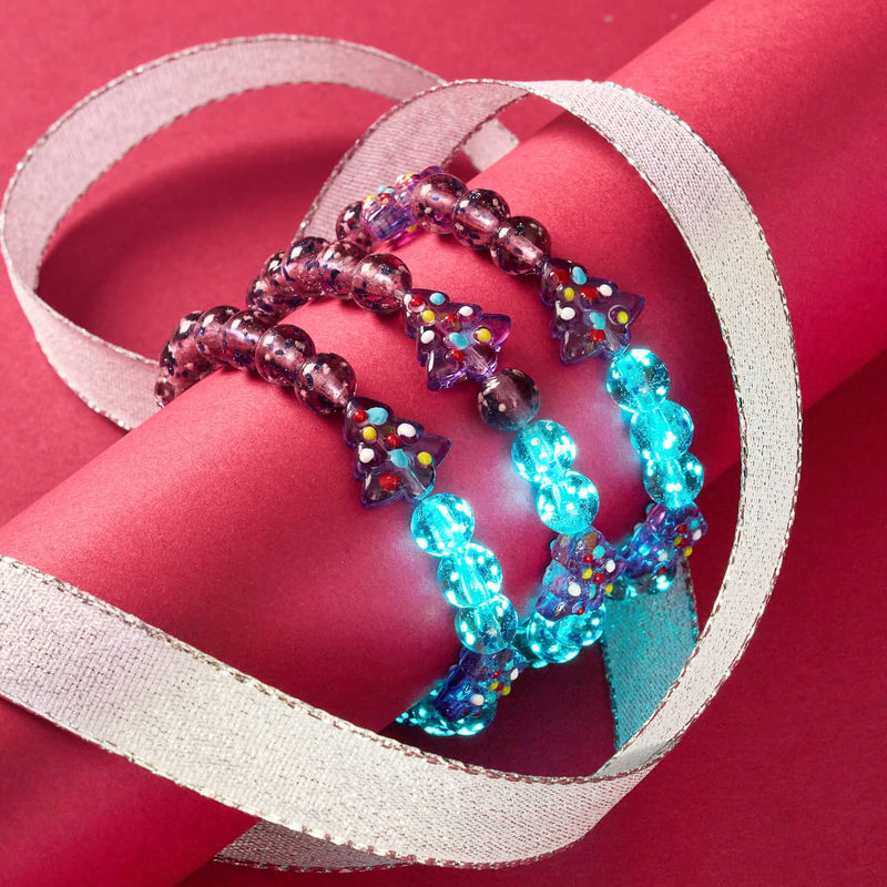 Lila Evergreen | Silber | Glühwürmchen-Glasarmband