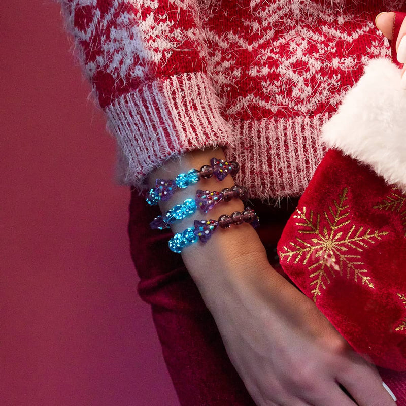 Lila Evergreen | Silber | Glühwürmchen-Glasarmband