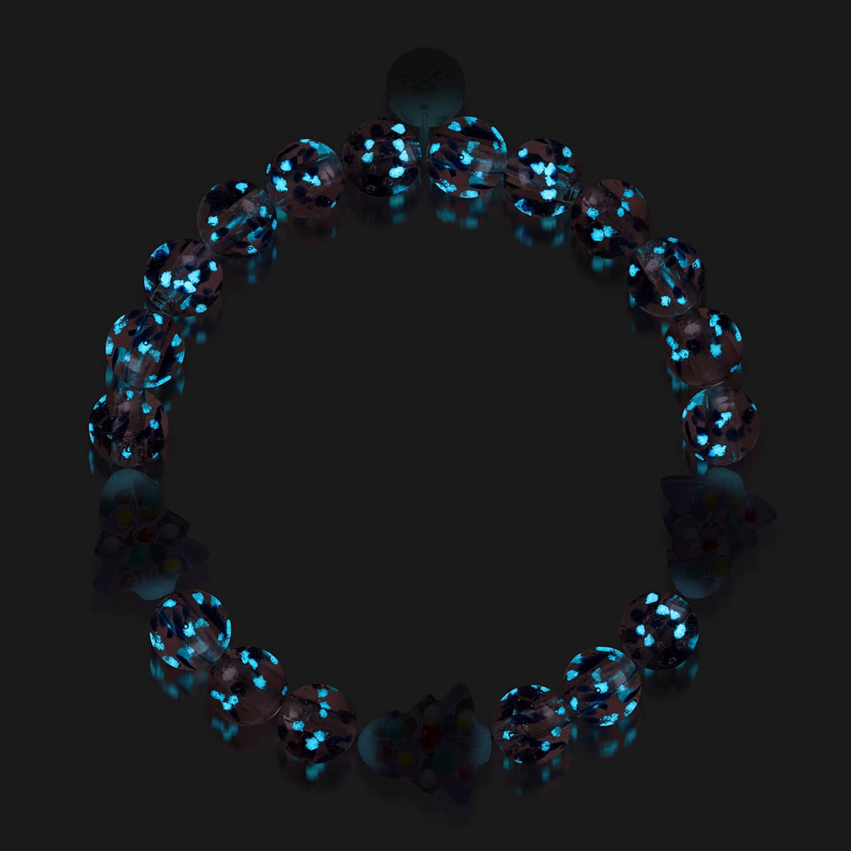 Lila Evergreen | Silber | Glühwürmchen-Glasarmband