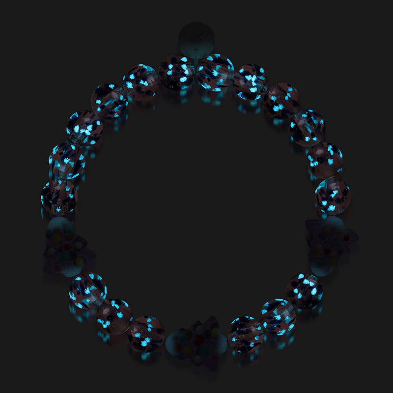 Lila Evergreen | Silber | Glühwürmchen-Glasarmband