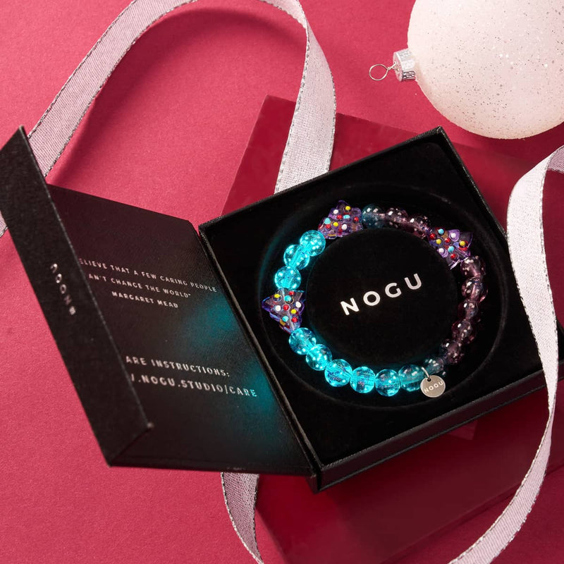 Lila Evergreen | Silber | Glühwürmchen-Glasarmband