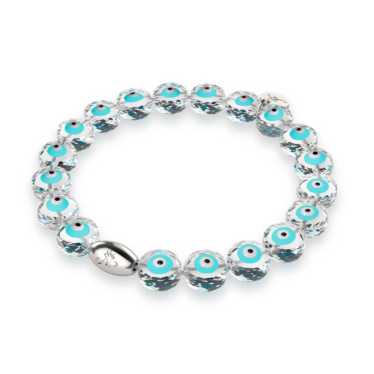 Aqua | 925er Sterlingsilber | Armband mit bösem Blick aus Kristall