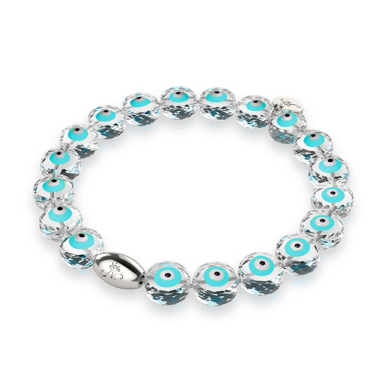 Aqua | 925er Sterlingsilber | Armband mit bösem Blick aus Kristall