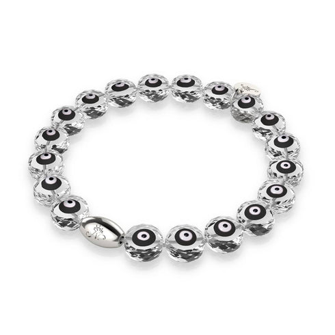 Schwarz | 925er Sterlingsilber | Armband mit bösem Blick und Kristall