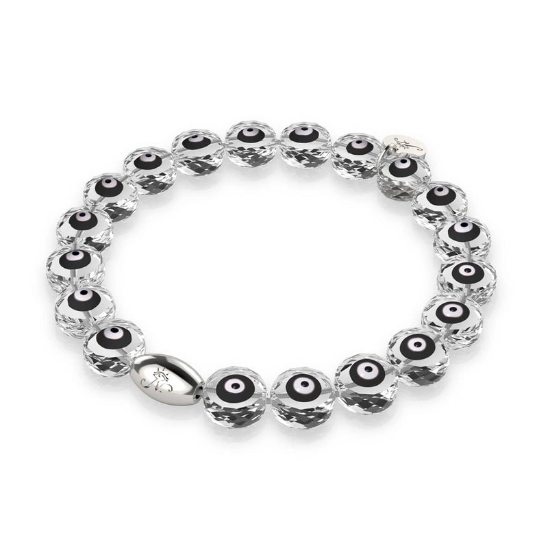 Schwarz | 925er Sterlingsilber | Armband mit bösem Blick und Kristall