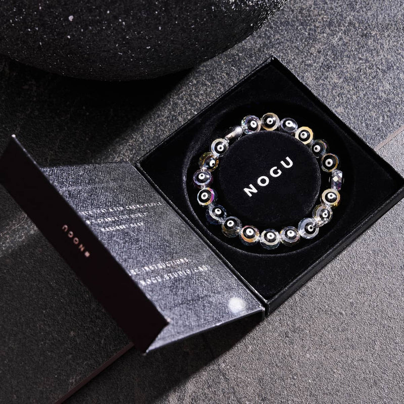 Schwarz | 925er Sterlingsilber | Armband mit bösem Blick und Kristall