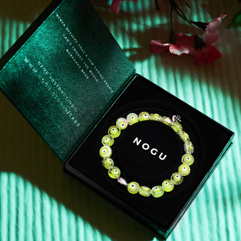 Grün | 925er Sterlingsilber | Armband mit bösem Blick aus Kristall