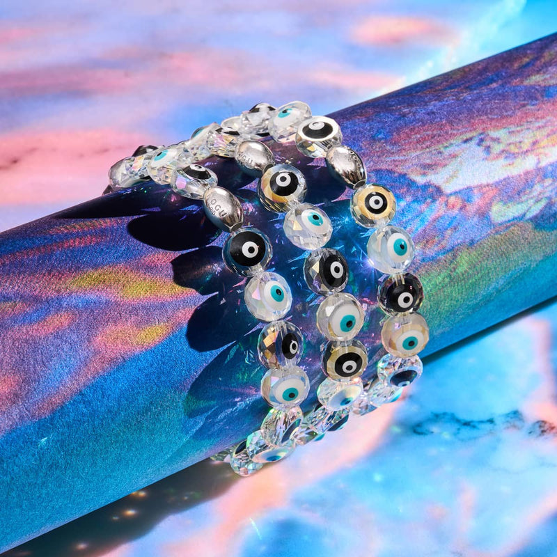 Monochromatisch | 925er Sterlingsilber | Armband mit bösem Blick aus Kristall