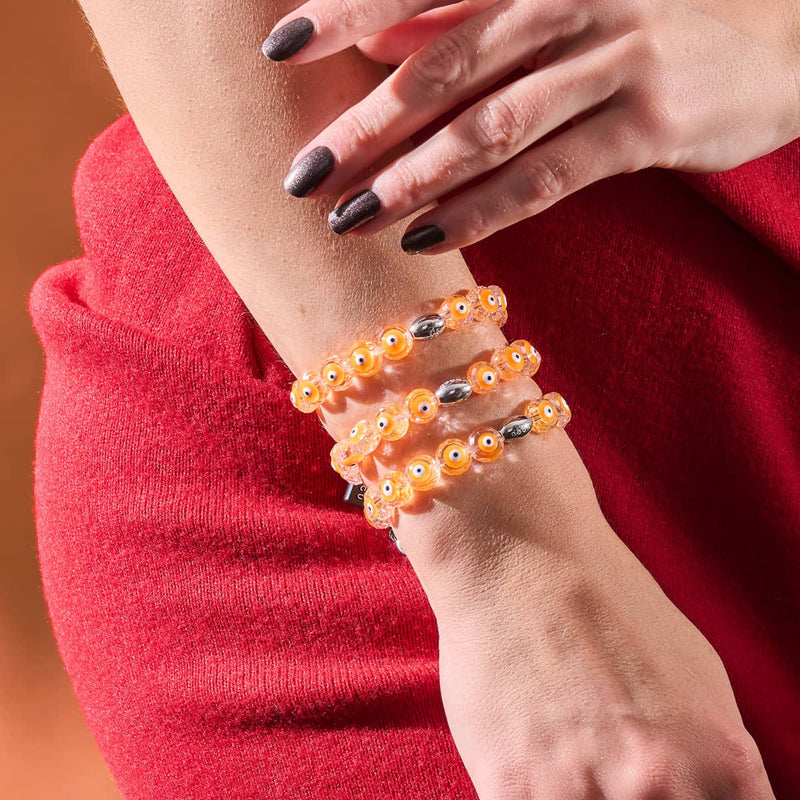 Orange | 925er Sterlingsilber | Armband mit bösem Blick aus Kristall