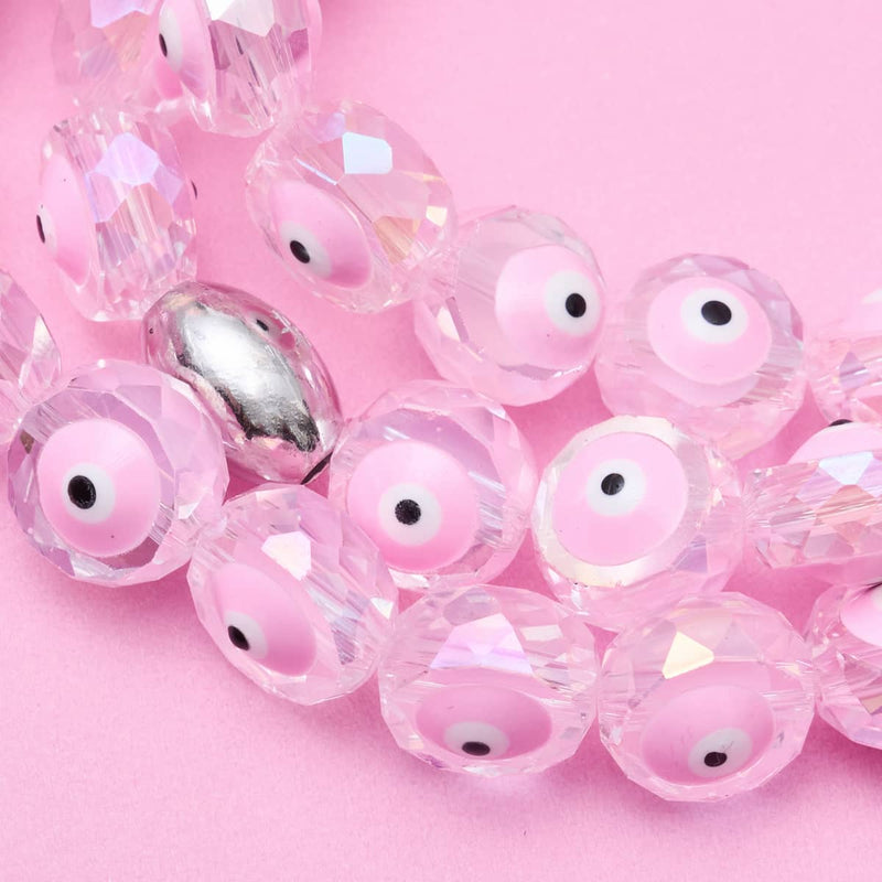 Rosa | 925er Sterlingsilber | Armband mit bösem Blick und Kristall