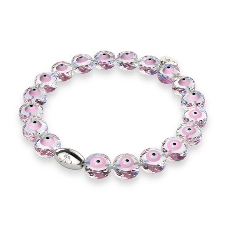 Rosa | 925er Sterlingsilber | Armband mit bösem Blick und Kristall