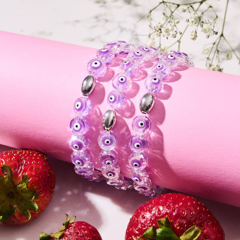 Lila | 925er Sterlingsilber | Armband mit bösem Blick aus Kristall