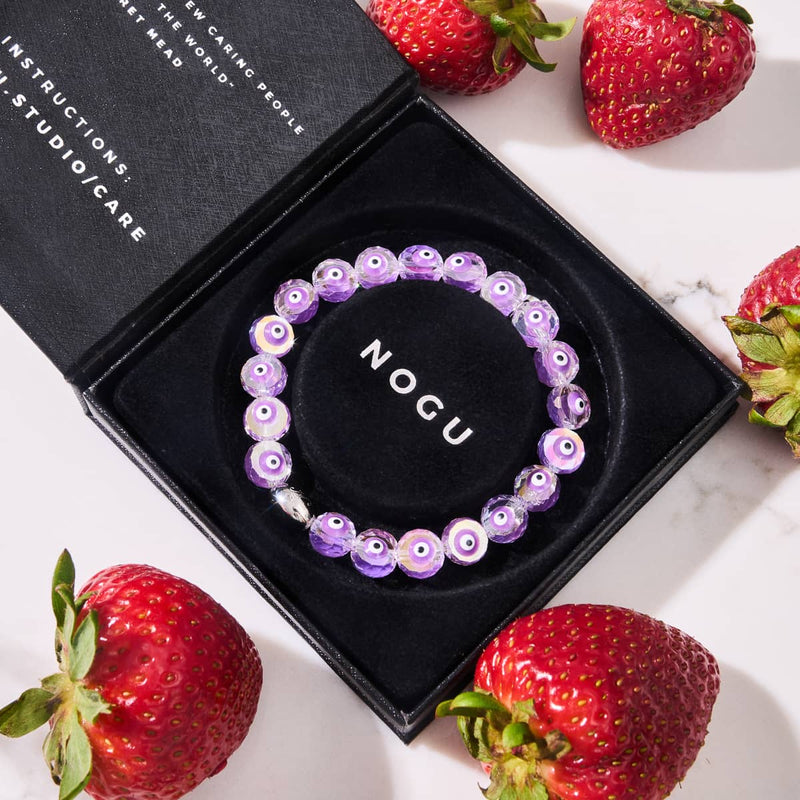 Lila | 925er Sterlingsilber | Armband mit bösem Blick aus Kristall