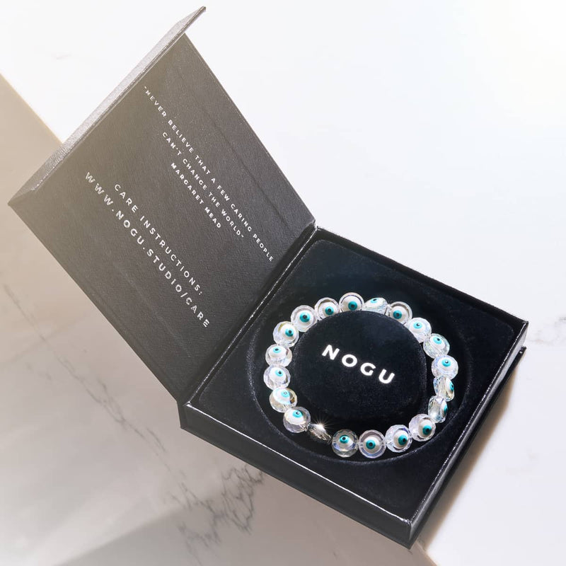 Weiß | 925 Sterling Silber | Kristall Böser Blick Armband