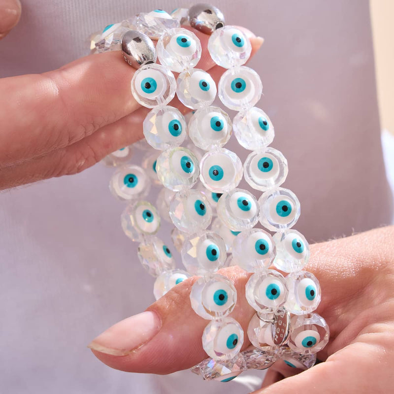 Weiß | 925 Sterling Silber | Kristall Böser Blick Armband