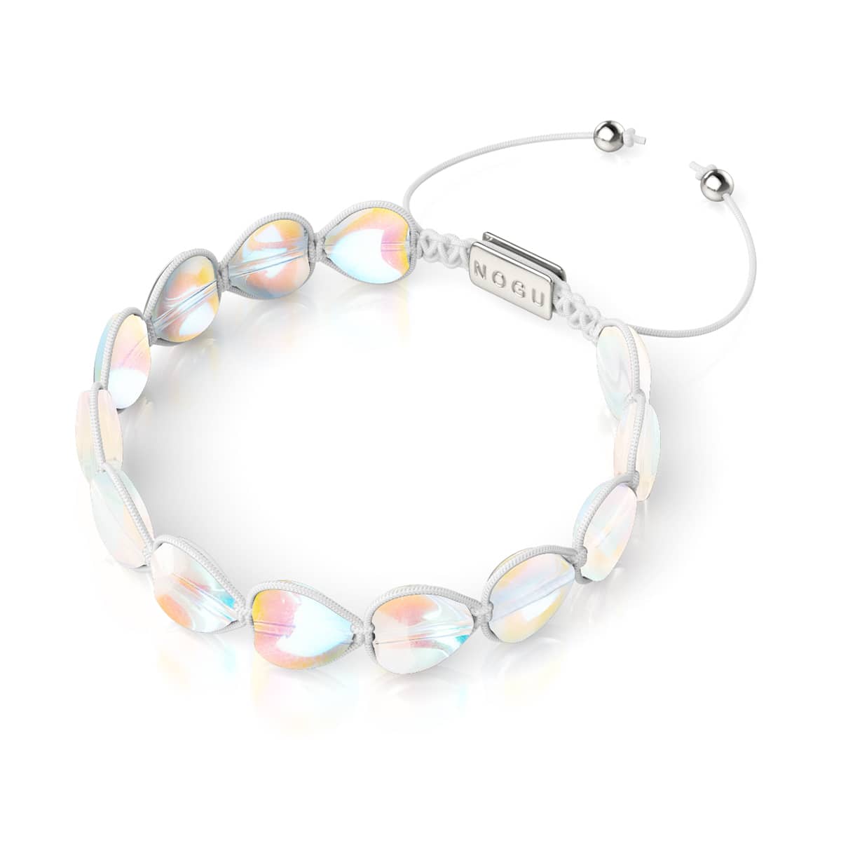 Regenbogen-Herzschnur | Feenglas-Charmballa-Armband