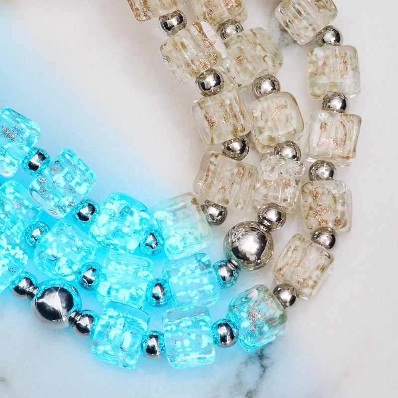 Alabaster | Silber | Firefly Glaskiesel-Armband