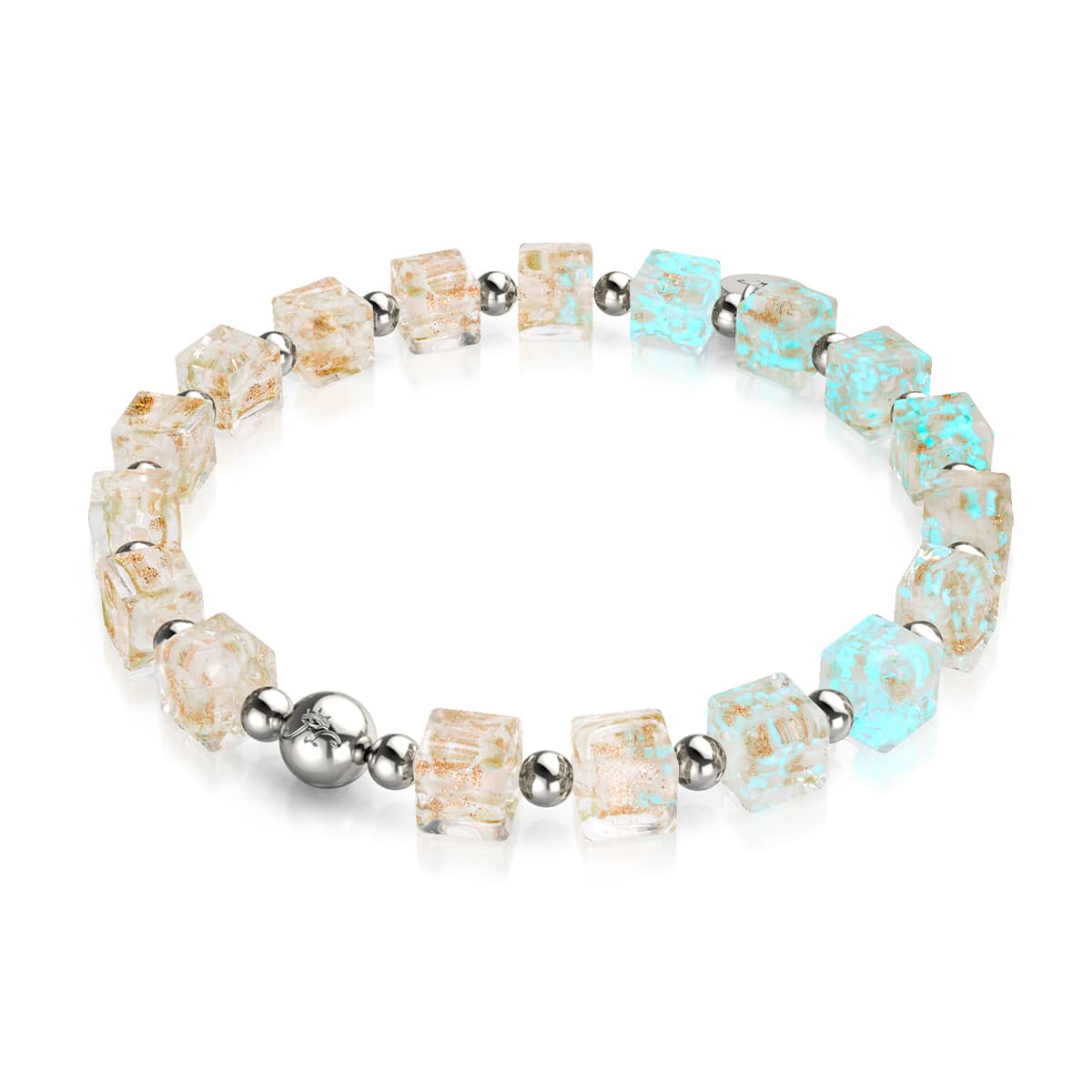 Alabaster | Silber | Firefly Glaskiesel-Armband