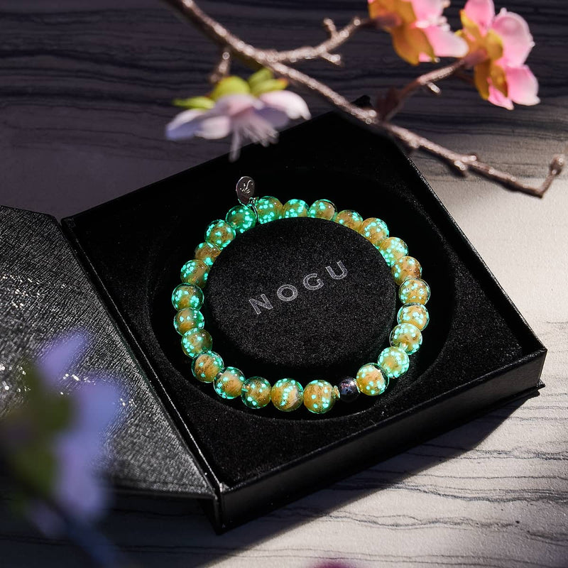 Aprikose | 925er Sterlingsilber | Glühwürmchen-Glasarmband