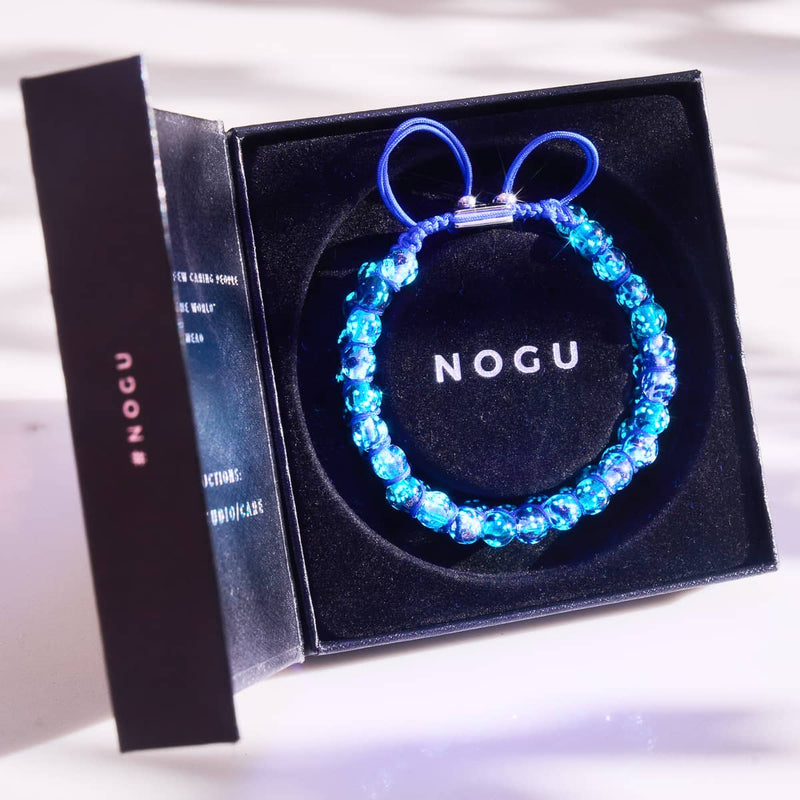 Aquamarinflamme | Lapisflamme x Aquamarin | Doppeltes Glühwürmchen-Glasarmband