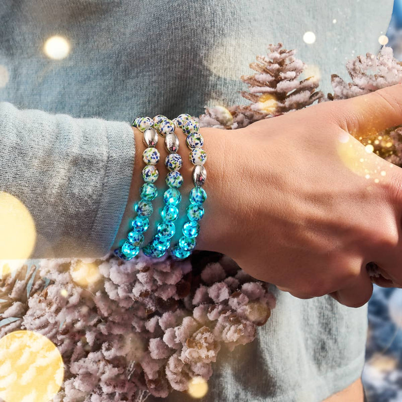 Arktisches Konfetti | 925er Sterlingsilber | Glühwürmchen-Glasarmband