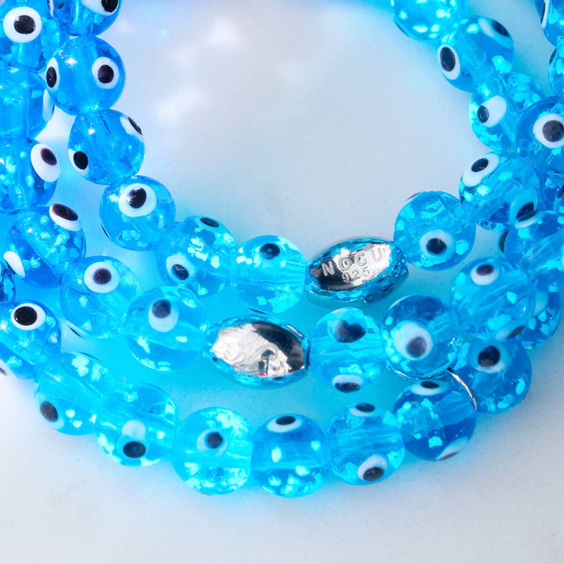 Azul | 925 Sterling Silber | Glühwürmchen-Glas-Armband mit bösem Blick