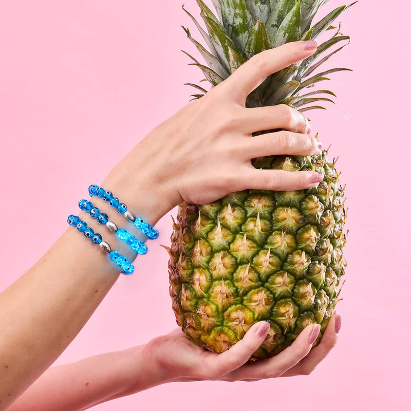 Azul | 925 Sterling Silber | Glühwürmchen-Glas-Armband mit bösem Blick