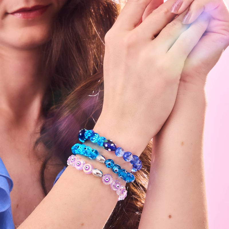 Azul | 925 Sterling Silber | Glühwürmchen-Glas-Armband mit bösem Blick