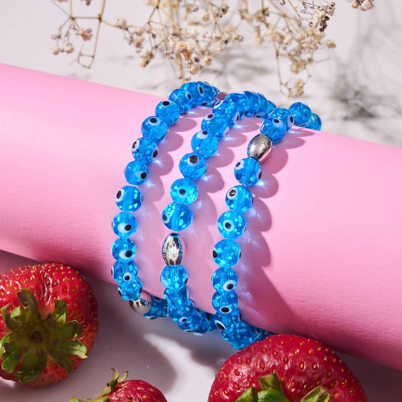 Azul | 925 Sterling Silber | Glühwürmchen-Glas-Armband mit bösem Blick