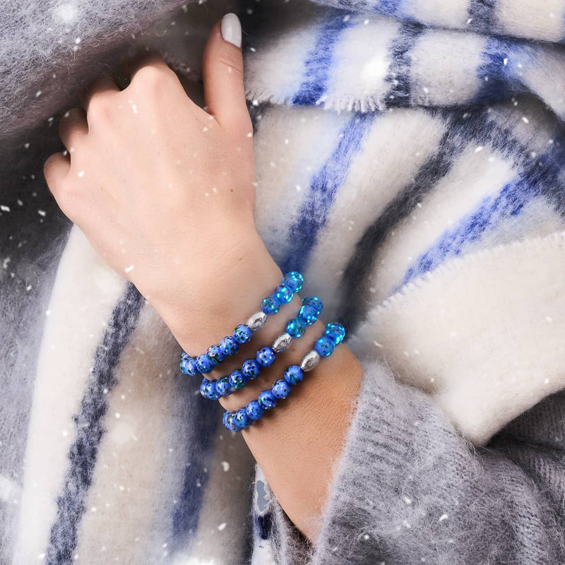 Azurwald | 925 Sterling Silber | Glühwürmchen-Glasarmband