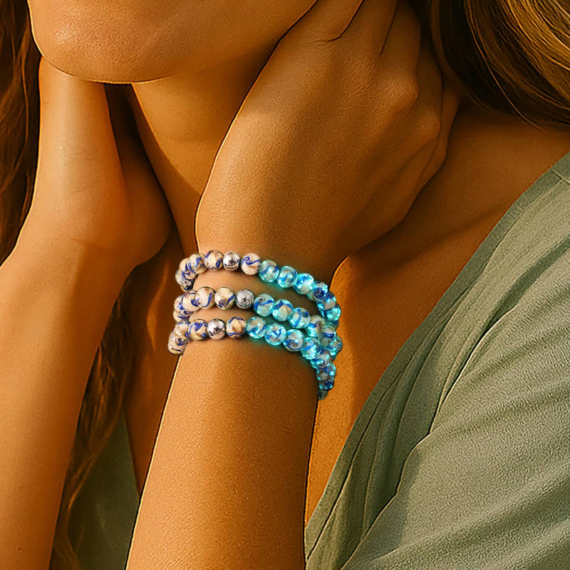 Azure Tides | Blue Sands | Firefly Glass Swirl Bracelet