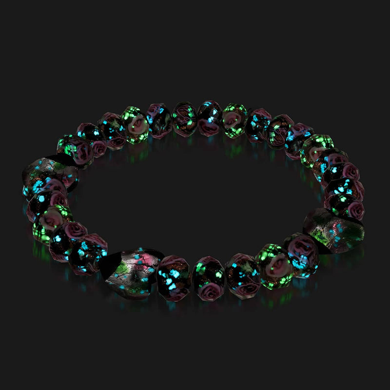 Schwarzer Blumenstrauß | 925 Sterling Silber | Firefly Glas Diamant Herzen Armband