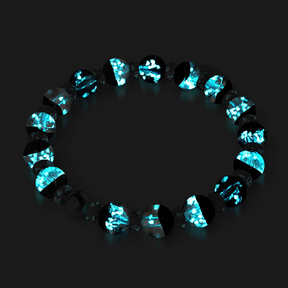 Schwarz | Firefly Glas Schneekugel Armband