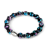 Schwarze Orchidee | 925er Sterlingsilber | Glühwürmchen-Glasblütenarmband