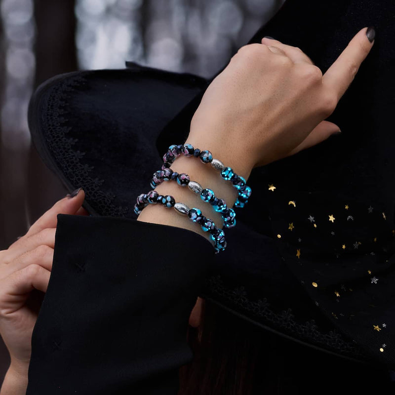 Schwarze Orchidee | 925er Sterlingsilber | Glühwürmchen-Glasblütenarmband