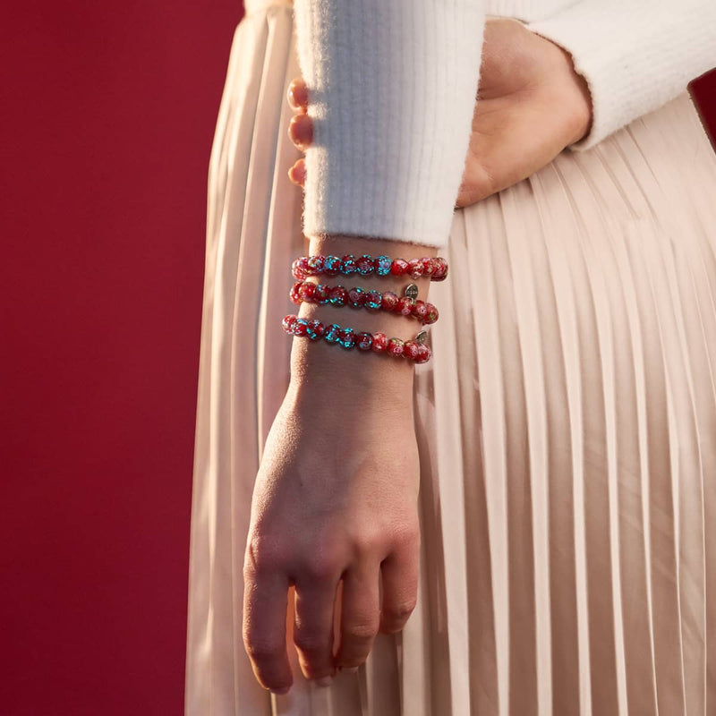 Blaues Karmin | 925er Sterlingsilber | Firefly Glass Garden Armband