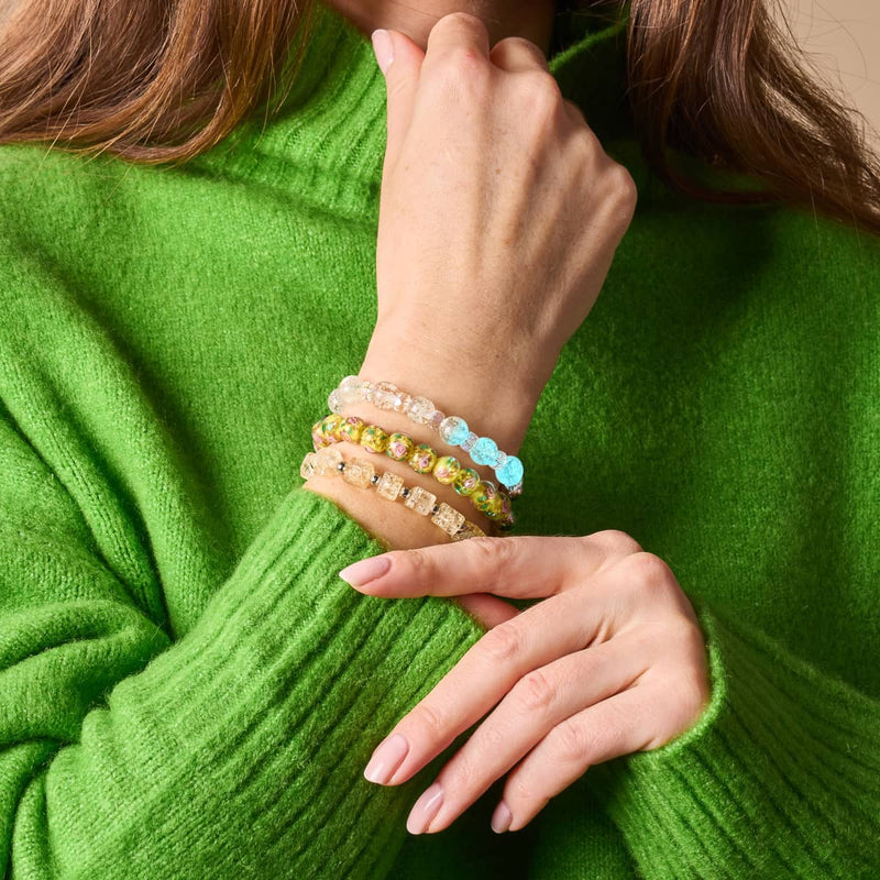 Blaue Narzisse | 925er Sterlingsilber | Firefly Glass Garden Armband