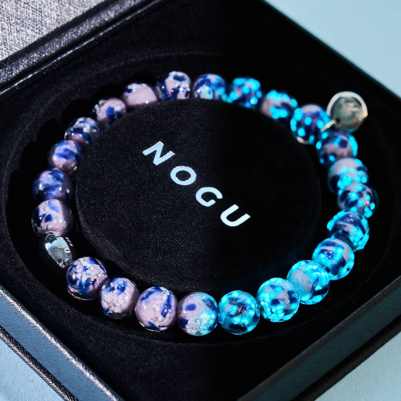 Blaue Iris | 925er Sterlingsilber | Glühwürmchen-Glasarmband