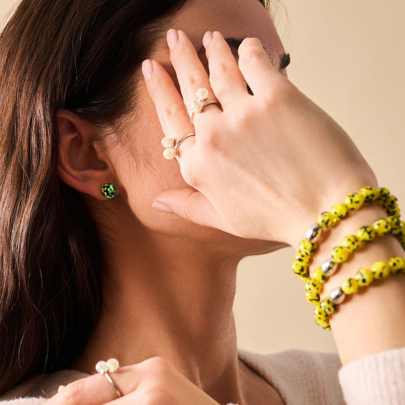 Blauer Limoncello | 925er Sterlingsilber | Glühwürmchen-Glasarmband