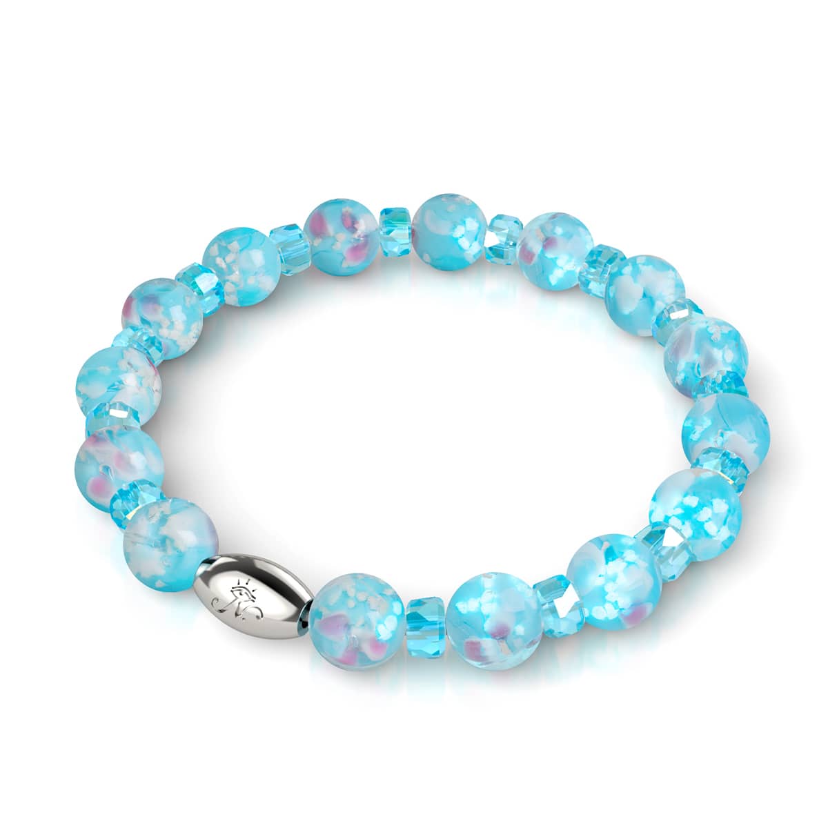 Blaue Orchidee | 925er Sterlingsilber | Glühwürmchen-Glasblütenarmband