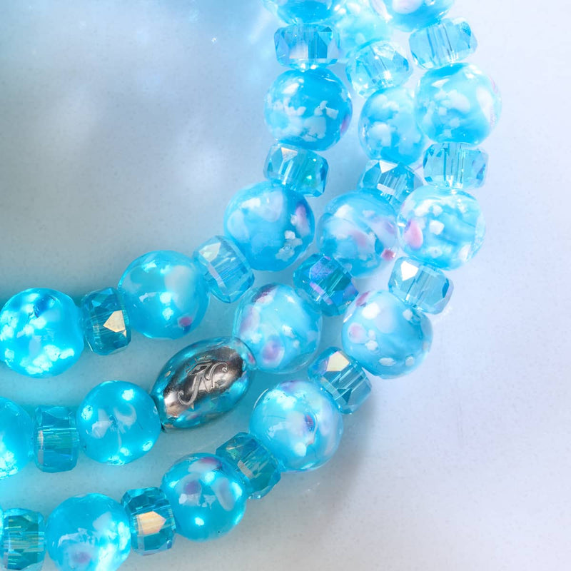 Blaue Orchidee | 925er Sterlingsilber | Glühwürmchen-Glasblütenarmband