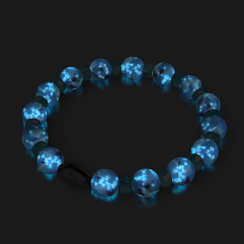Blaue Orchidee | 925er Sterlingsilber | Glühwürmchen-Glasblütenarmband