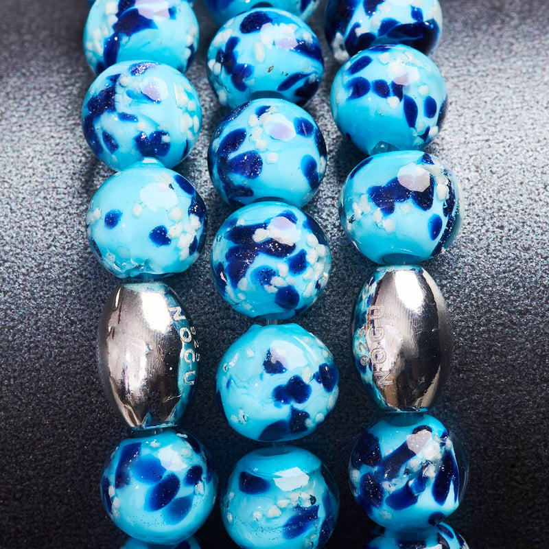 Blaue Gischt | 925 Sterling Silber | Glühwürmchen-Glasarmband